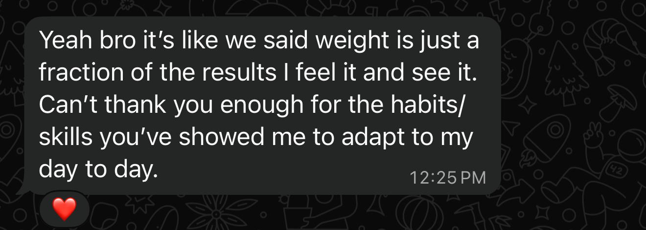 Authentic client message from Joel about habits and skills helping him adapt day to day.