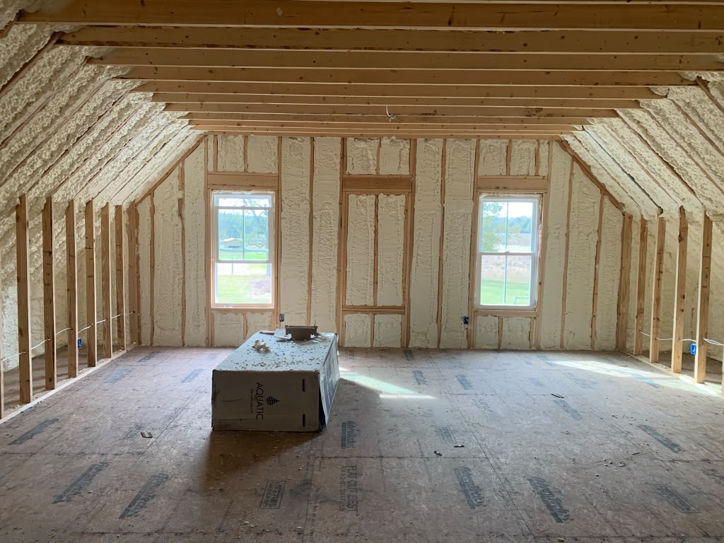 Upper bonus room framing and cathedral roof spray foam in Hilton Head SC
