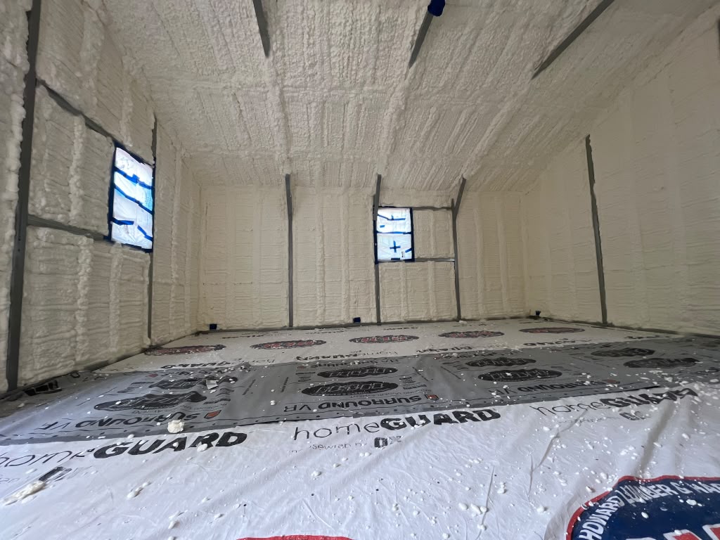 Workshop spray foam application on metal studs and ceiling in Hardeeville SC