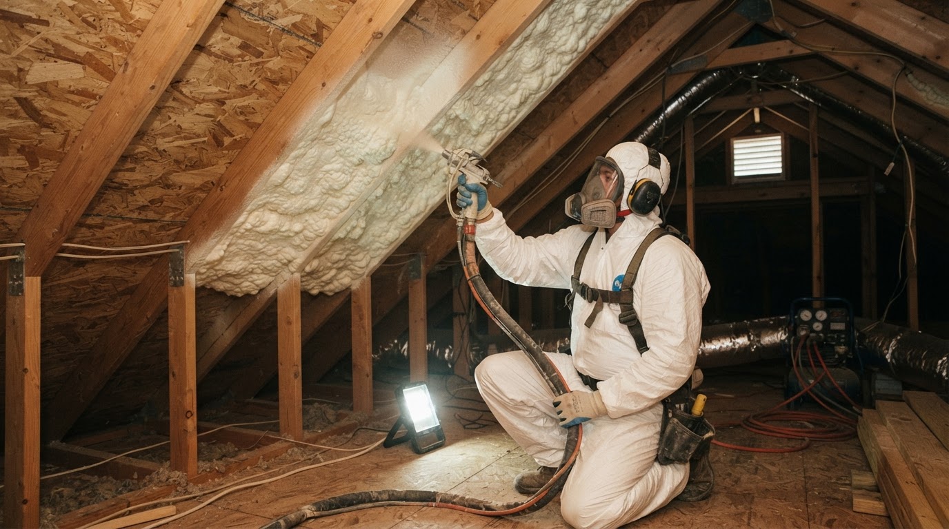 Roof deck and unvented attic spray foam insulation in San Marcos