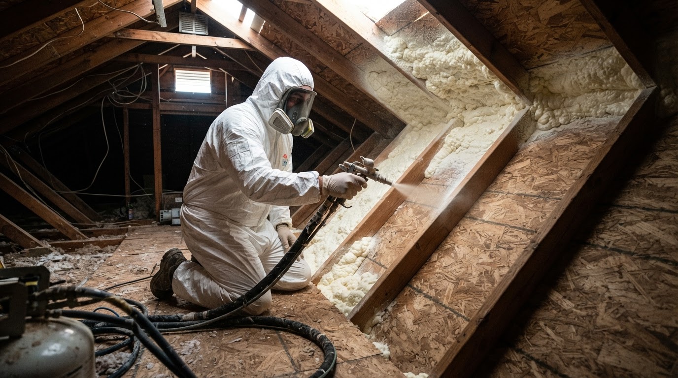 Attic spray foam insulation near San Marcos