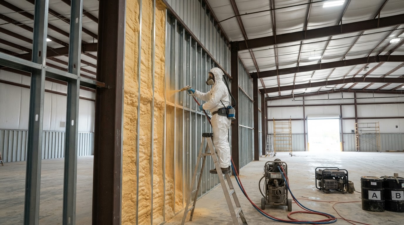 Commercial spray foam insulation installation in San Marcos