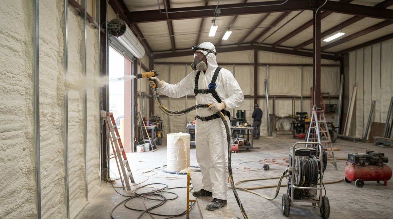 Workshop spray foam insulation near San Marcos