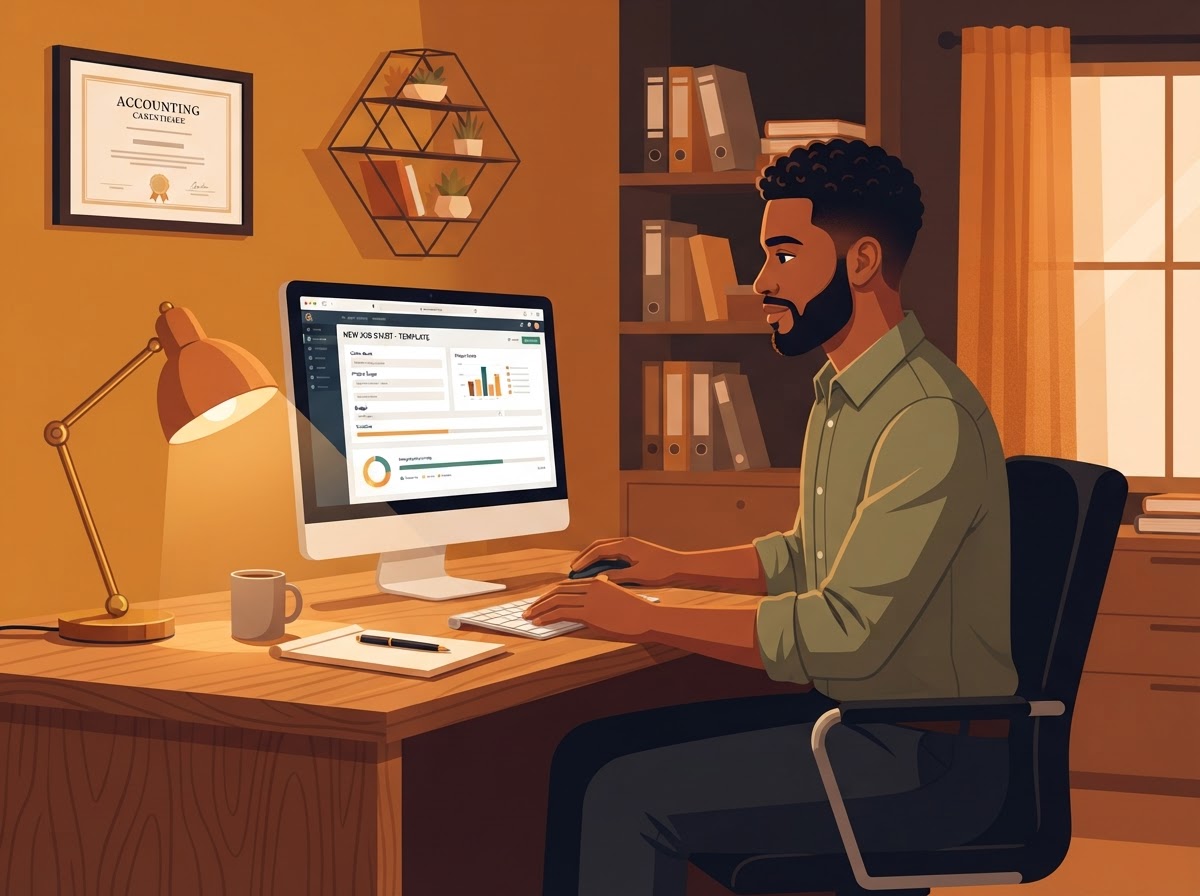 A Coloured South African man accountant using a template to start a new job