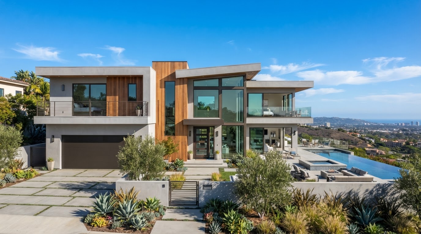New construction modern stucco home