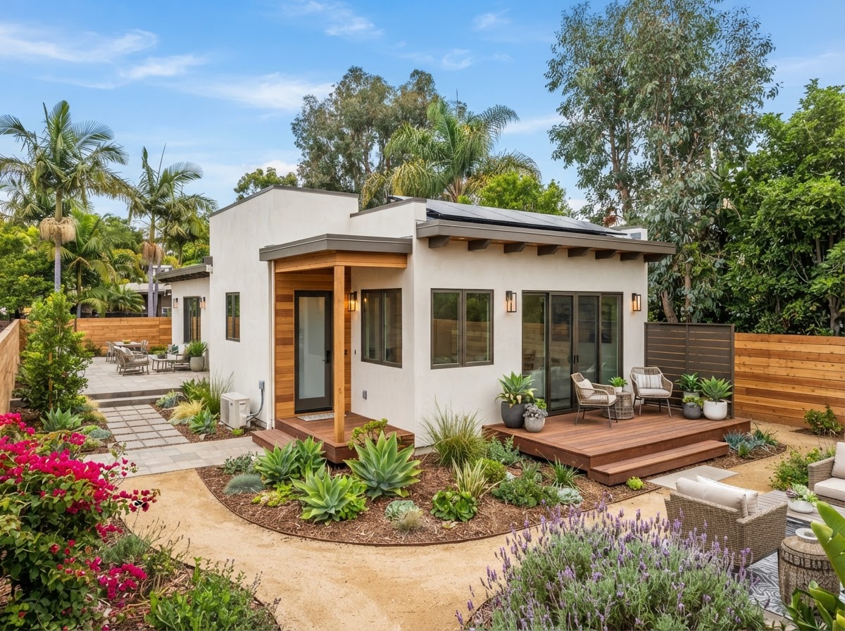 Detached ADU with fresh stucco finish in Chula Vista