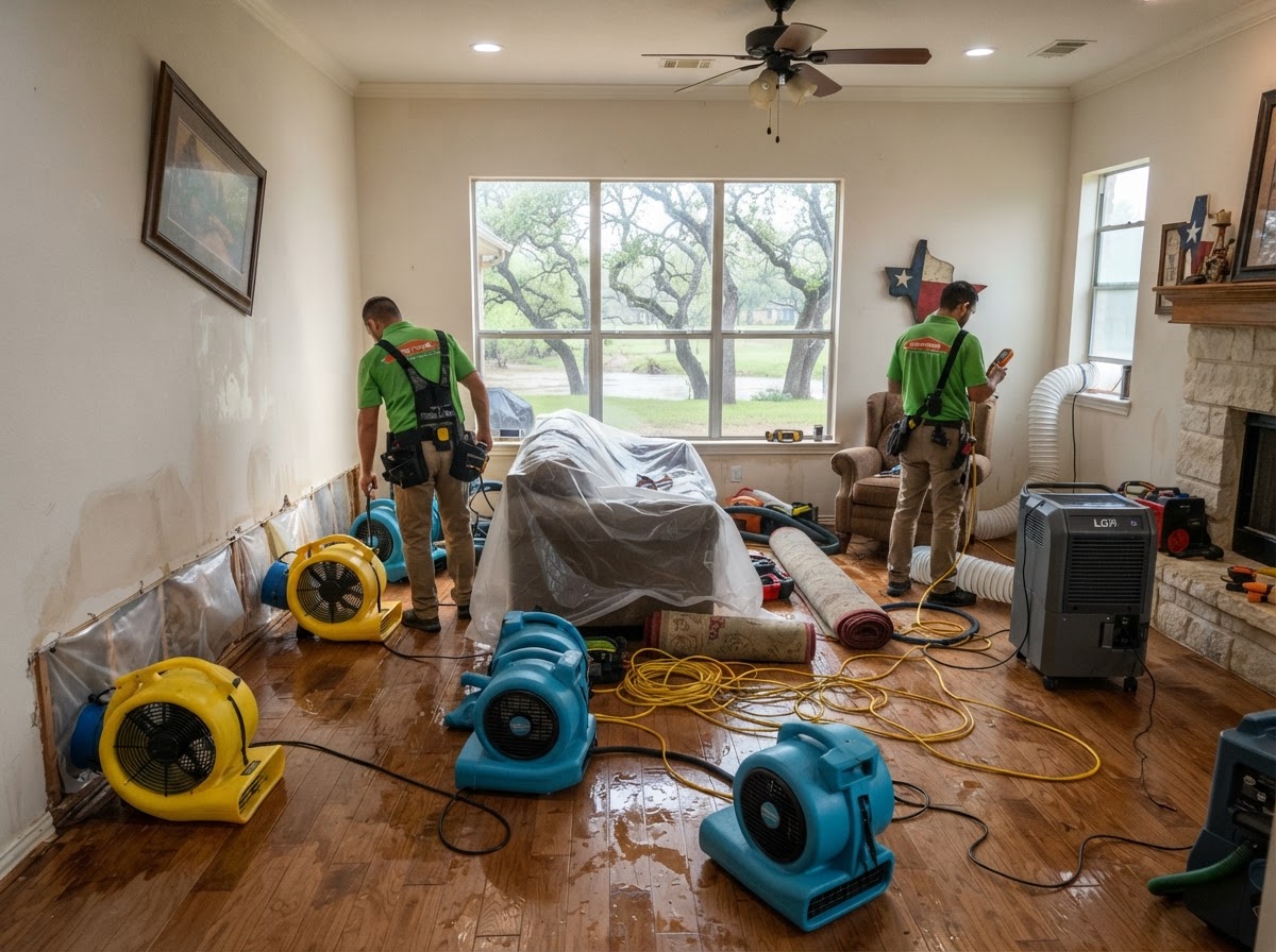 Storm and flash flood water damage restoration near Leander