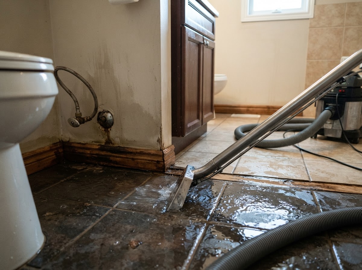 Supply line break and water line leak cleanup in a Leander Texas property