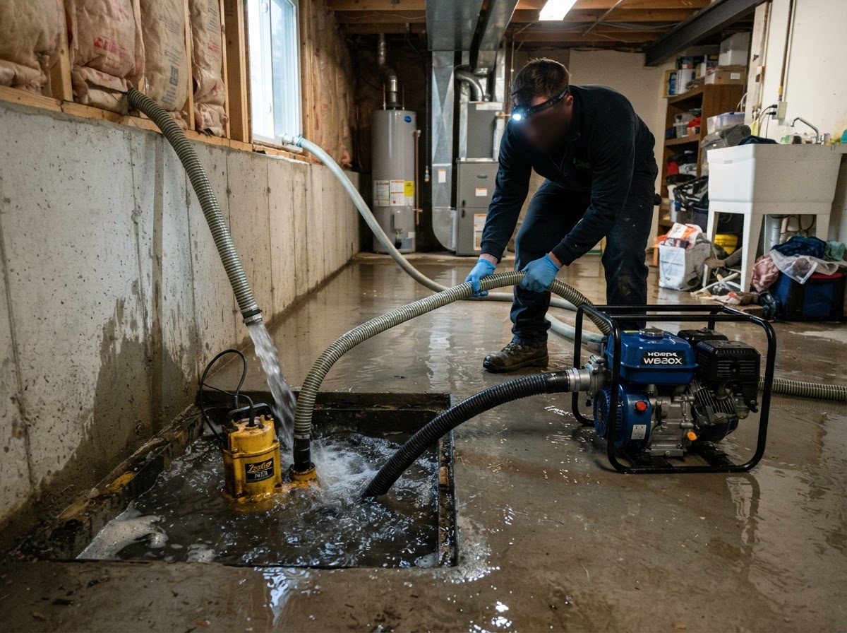 Sump pump failure water cleanup near Leander