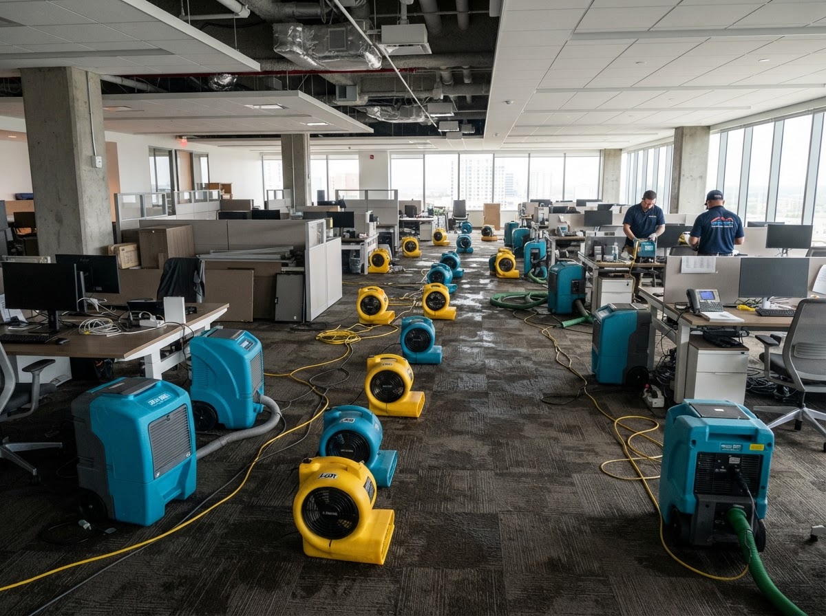 Commercial water damage restoration and structural drying in Leander Texas