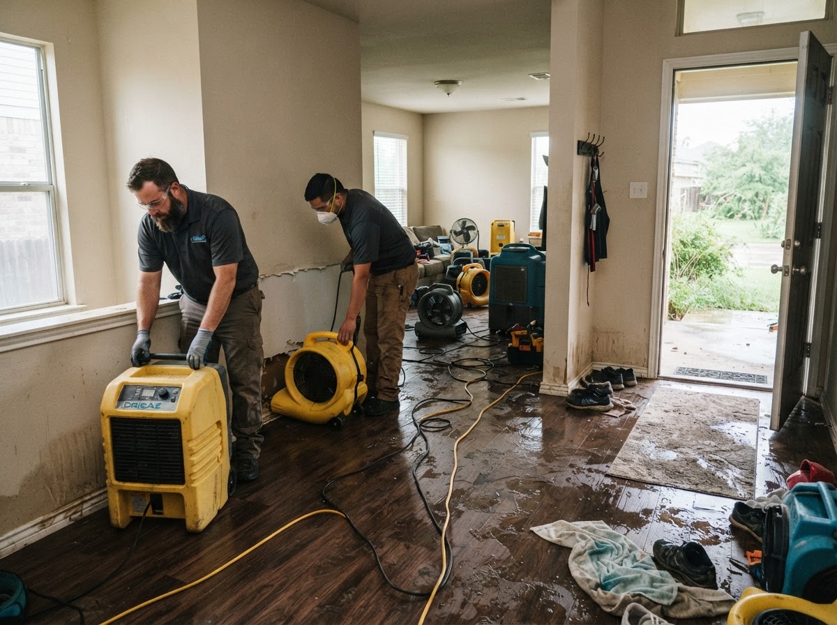 Storm and flash flood water damage restoration in Leander Texas