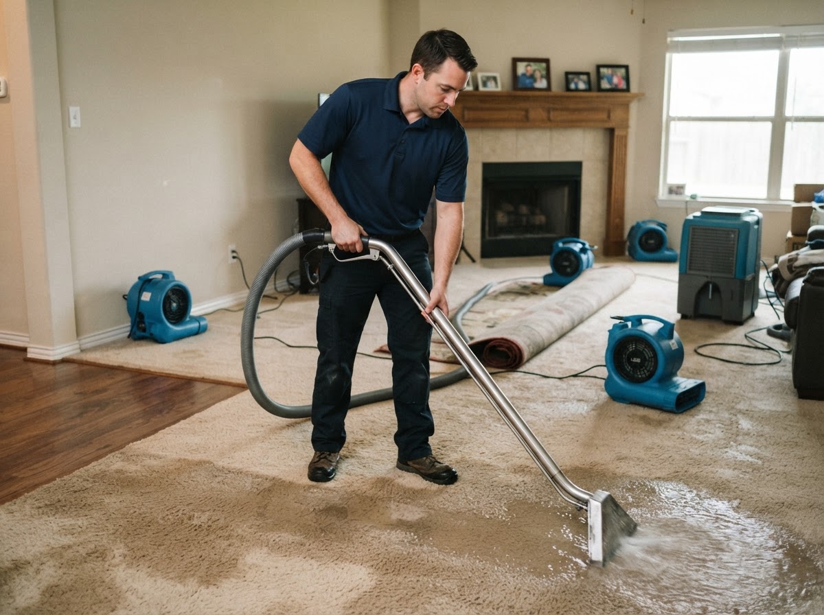 Professional water damage restoration and structural drying in a Leander Texas home