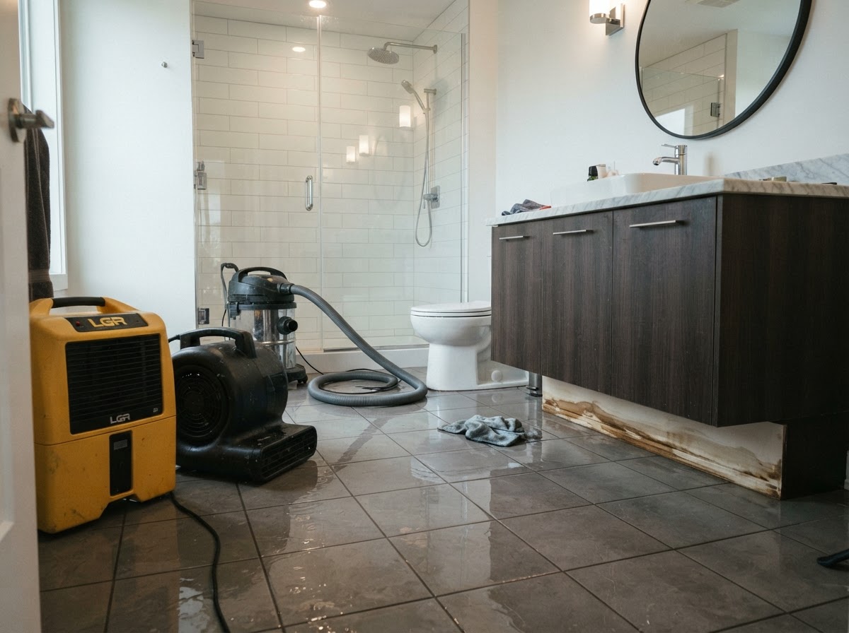 Sink bathtub and shower overflow water damage cleanup in Leander Texas