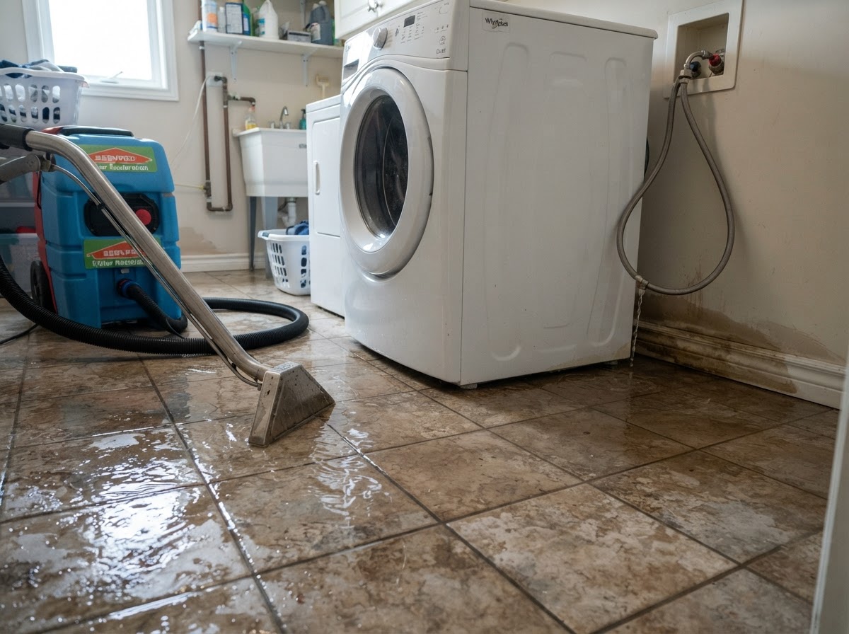 Washing machine overflow cleanup near Leander