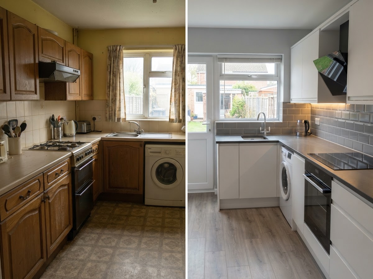 KITCHEN before and after Project Preview