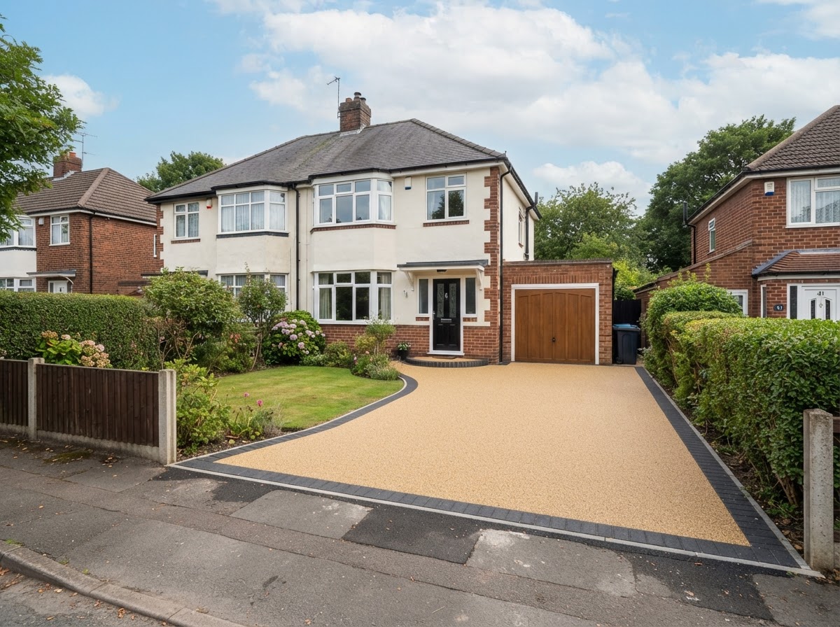 A beautifully finished Everstone resin driveway at a contemporary UK home