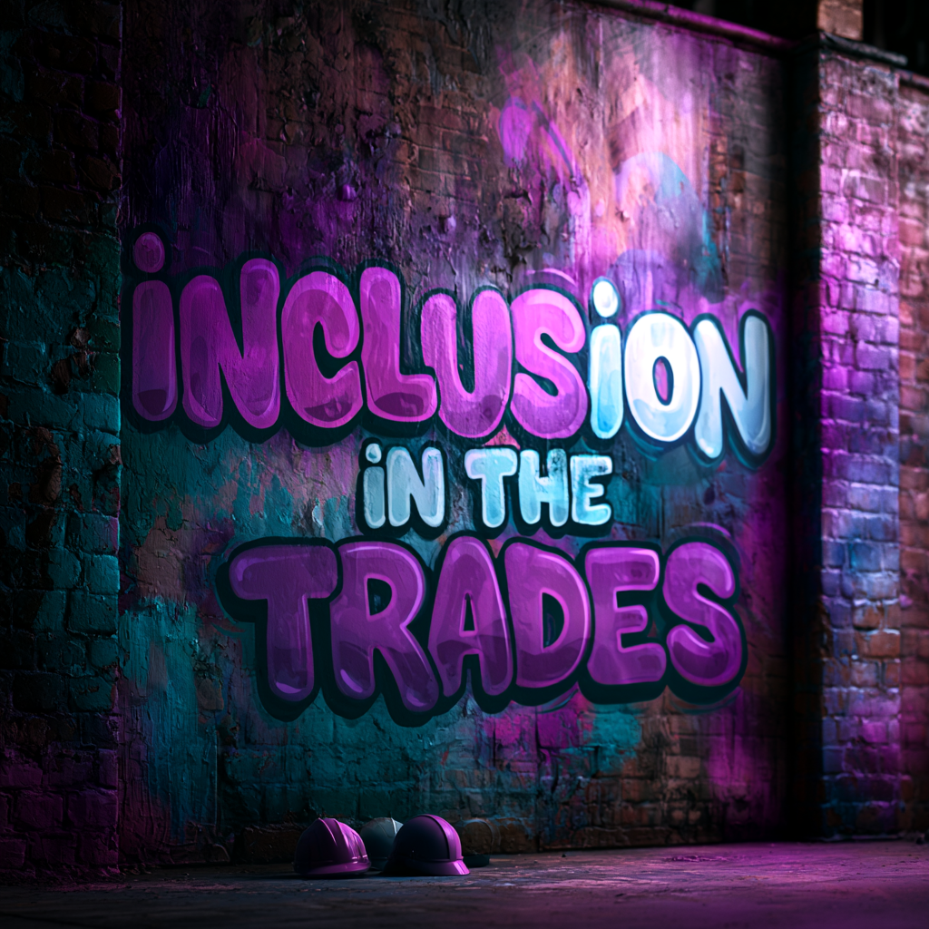 Inclusion in the Trades mural with hard hats