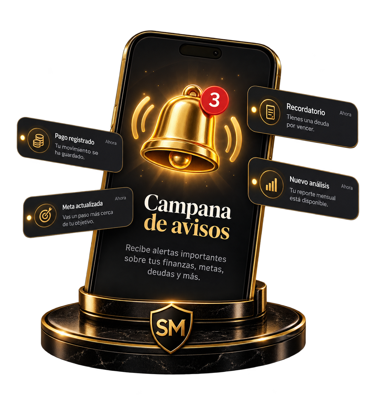 Panel de campana de avisos de La Bóveda en un celular