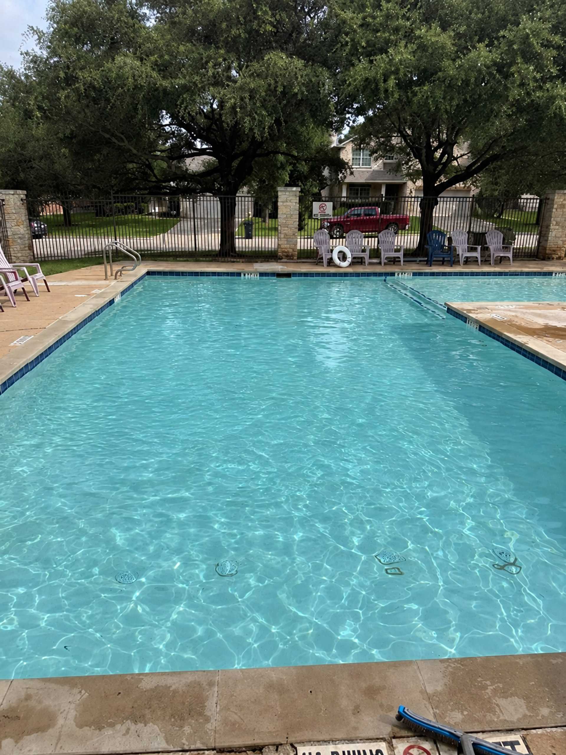 Crystal clear pool water after service in Central Texas