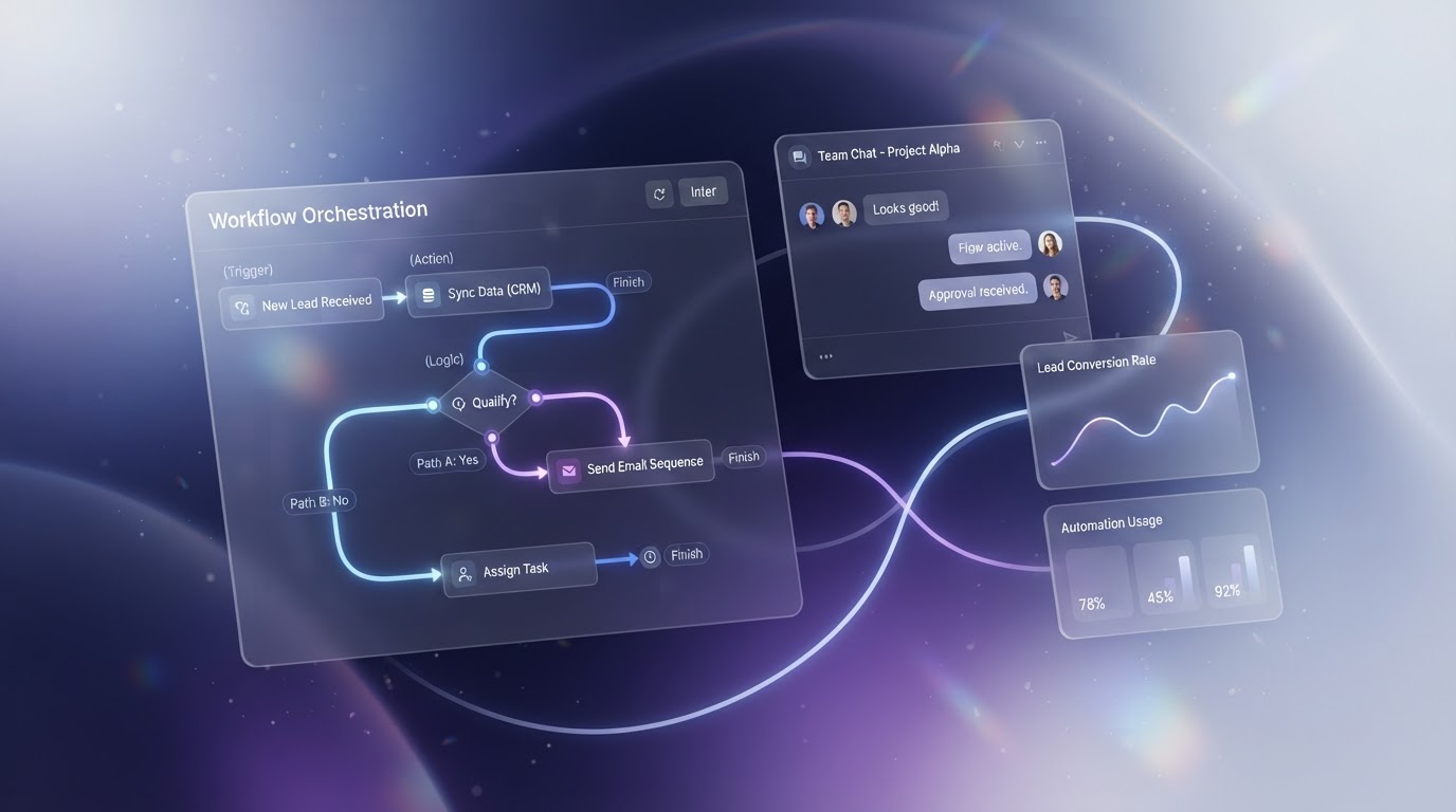 GYS-SalesMate Automation dashboard showing AI follow-up messages and automation flows