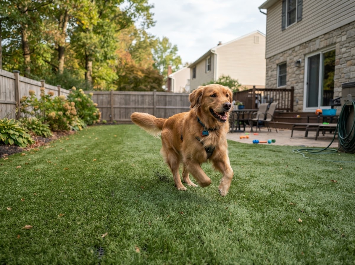 Dog on pet turf at a Mount Wolf Pennsylvania home