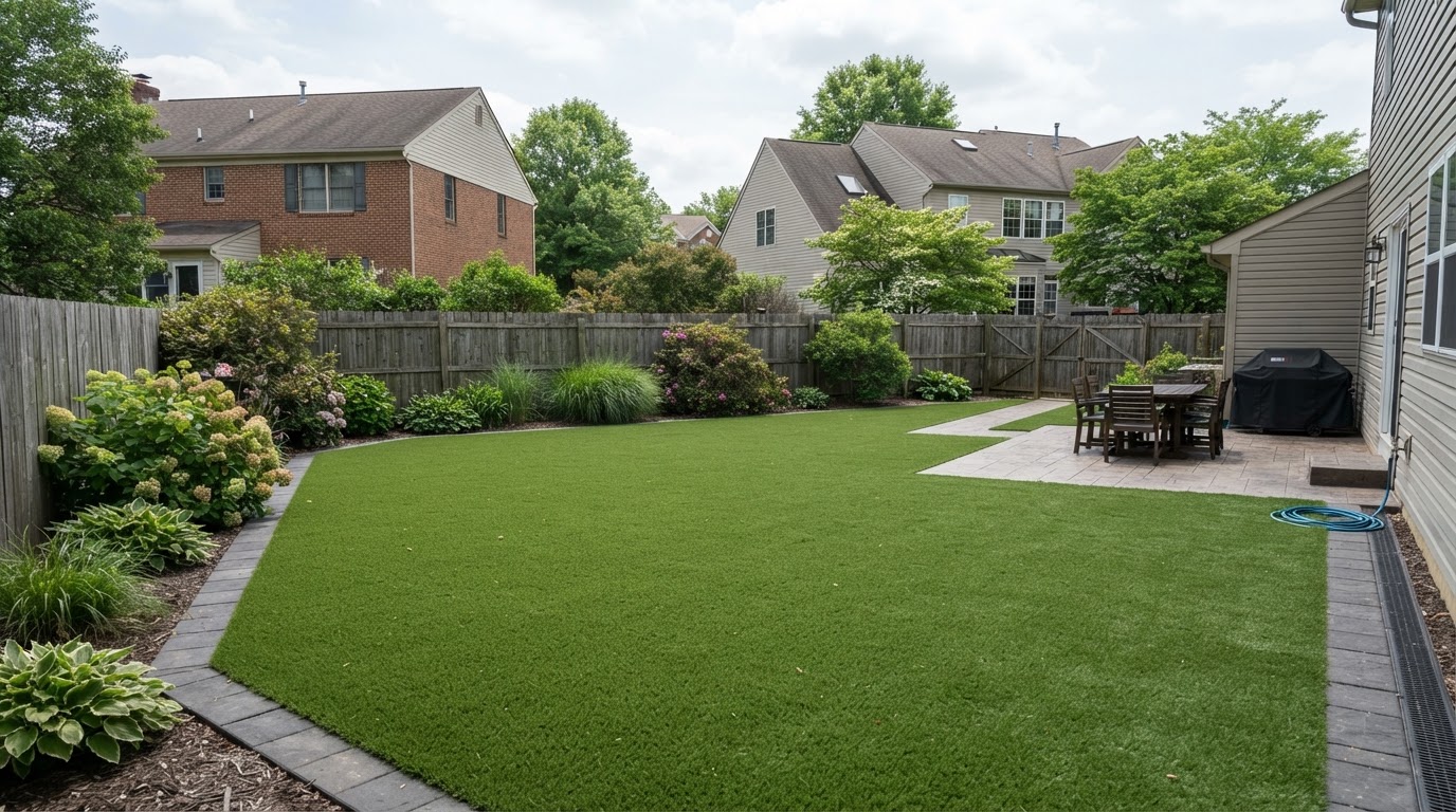 Artificial turf installation at a home in Mount Wolf Pennsylvania
