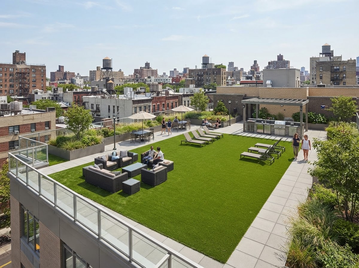 Rooftop and patio artificial turf installation in York Pennsylvania