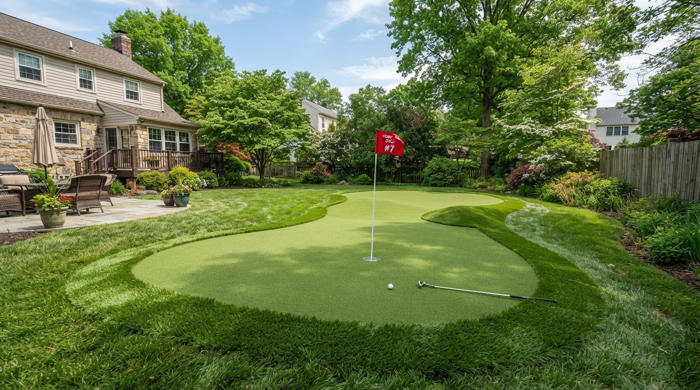 Residential putting green installation in York Pennsylvania