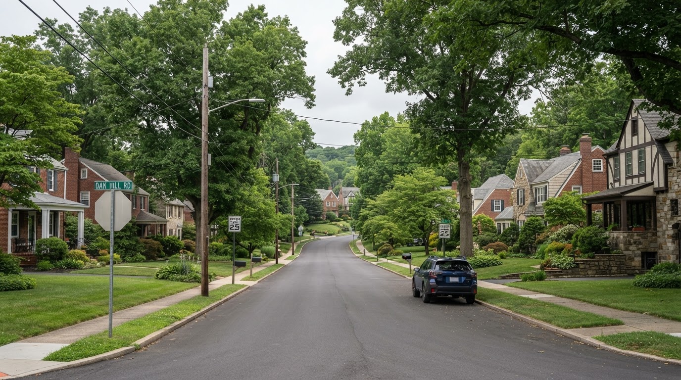 Residential street and outdoor setting in the York Pennsylvania area