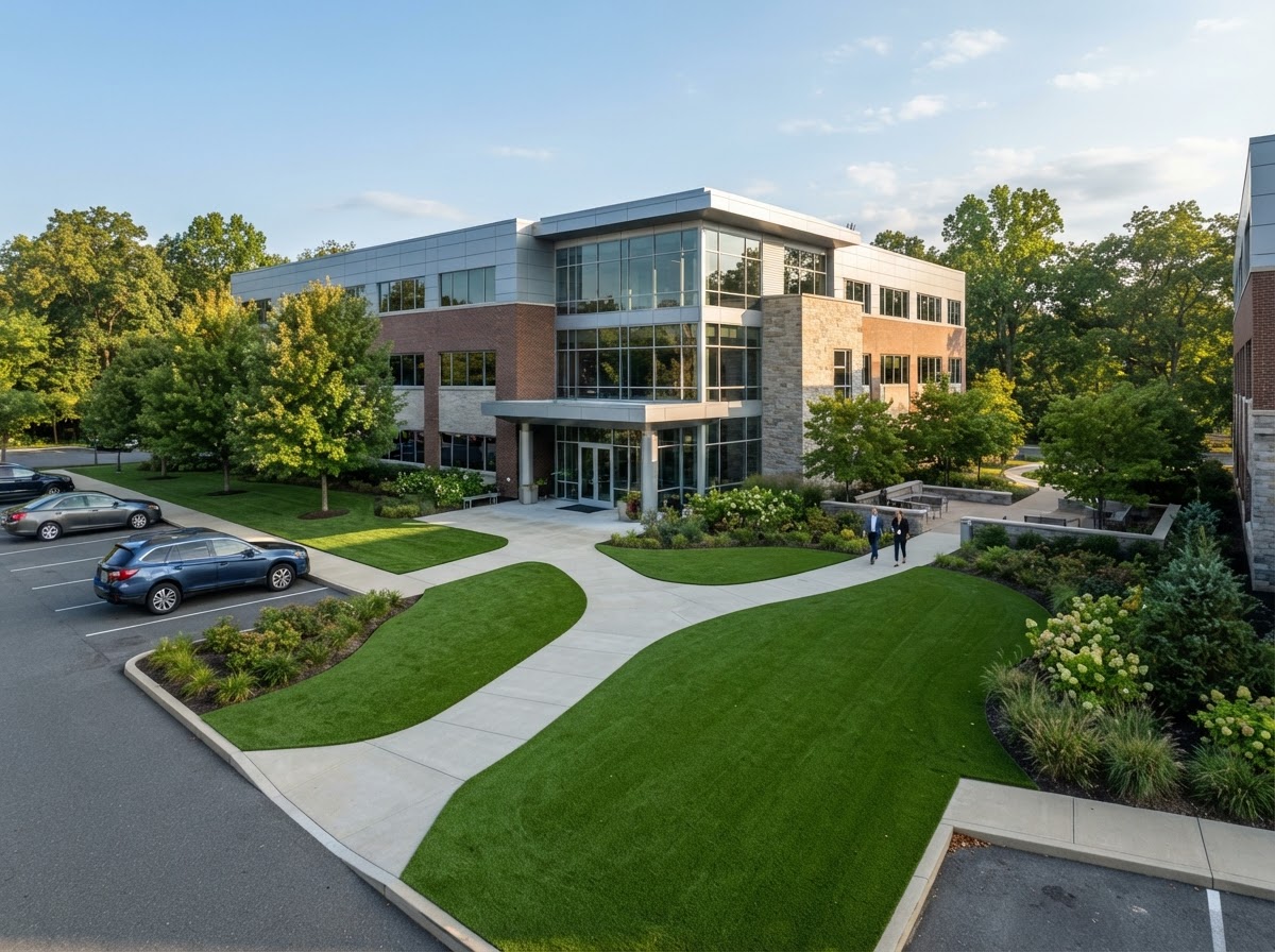 Commercial landscape turf installation at a property in York Pennsylvania