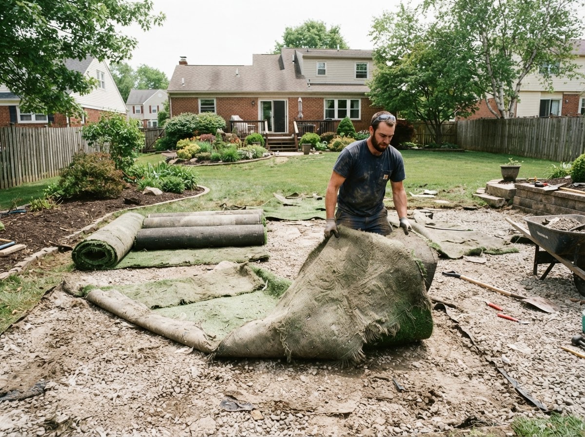 Artificial turf replacement at a residential property in York Pennsylvania