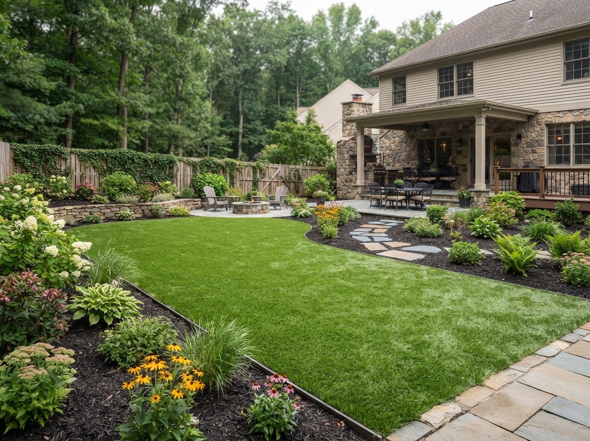 Backyard artificial grass at a property in Mount Wolf Pennsylvania