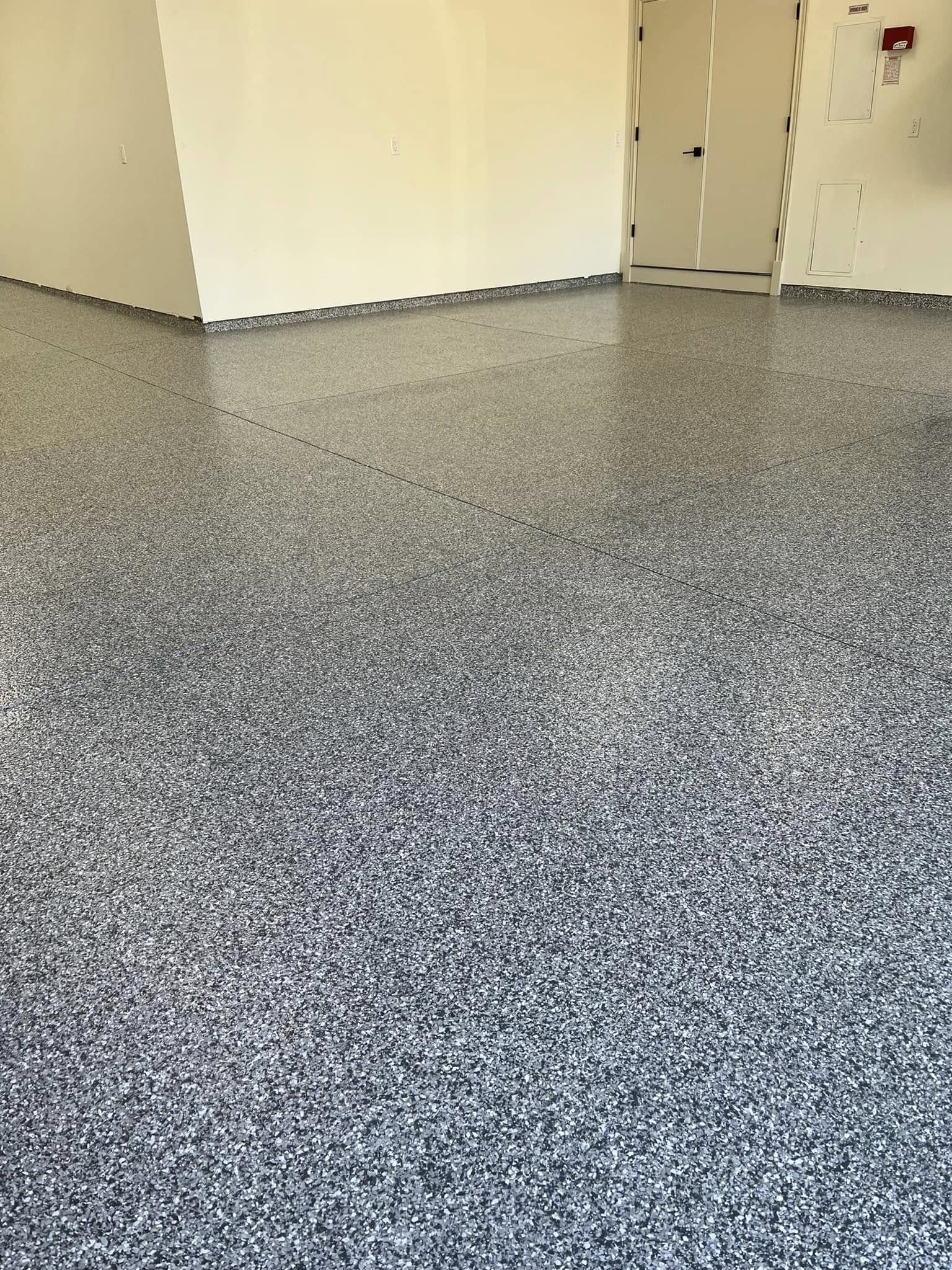 Storm Epoxy LLC finished full flake epoxy garage floor in Meridian, ID