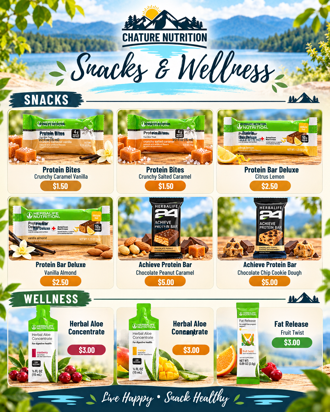 Chatuge Nutrition Snacks Menu