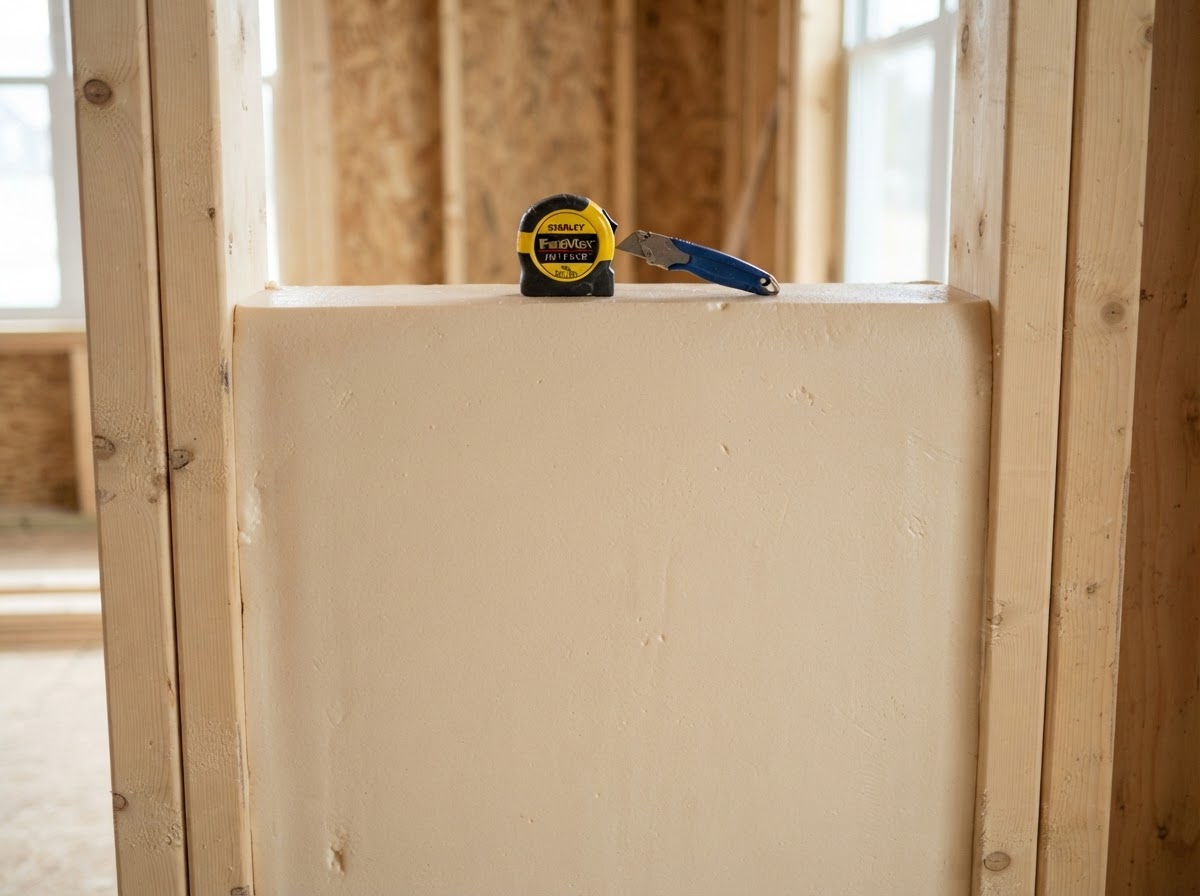 Closed-cell spray foam filling a wall stud cavity