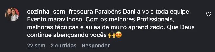 Depoimento Instagram de @cozinha_sem_frescura sobre o Confeitar Brasil