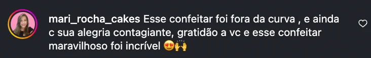 Depoimento Instagram de @mari_rocha_cakes sobre o Confeitar Brasil