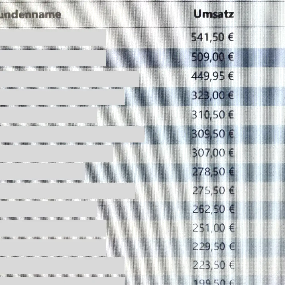 12 neue Premiumkunden Umsatzübersicht