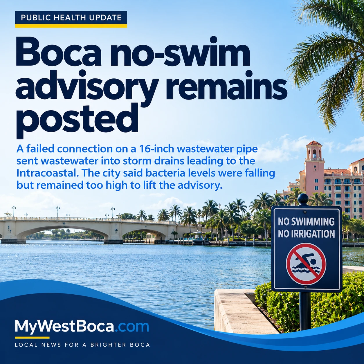 Boca No-Swim Advisory Remains Posted After Wastewater Spill