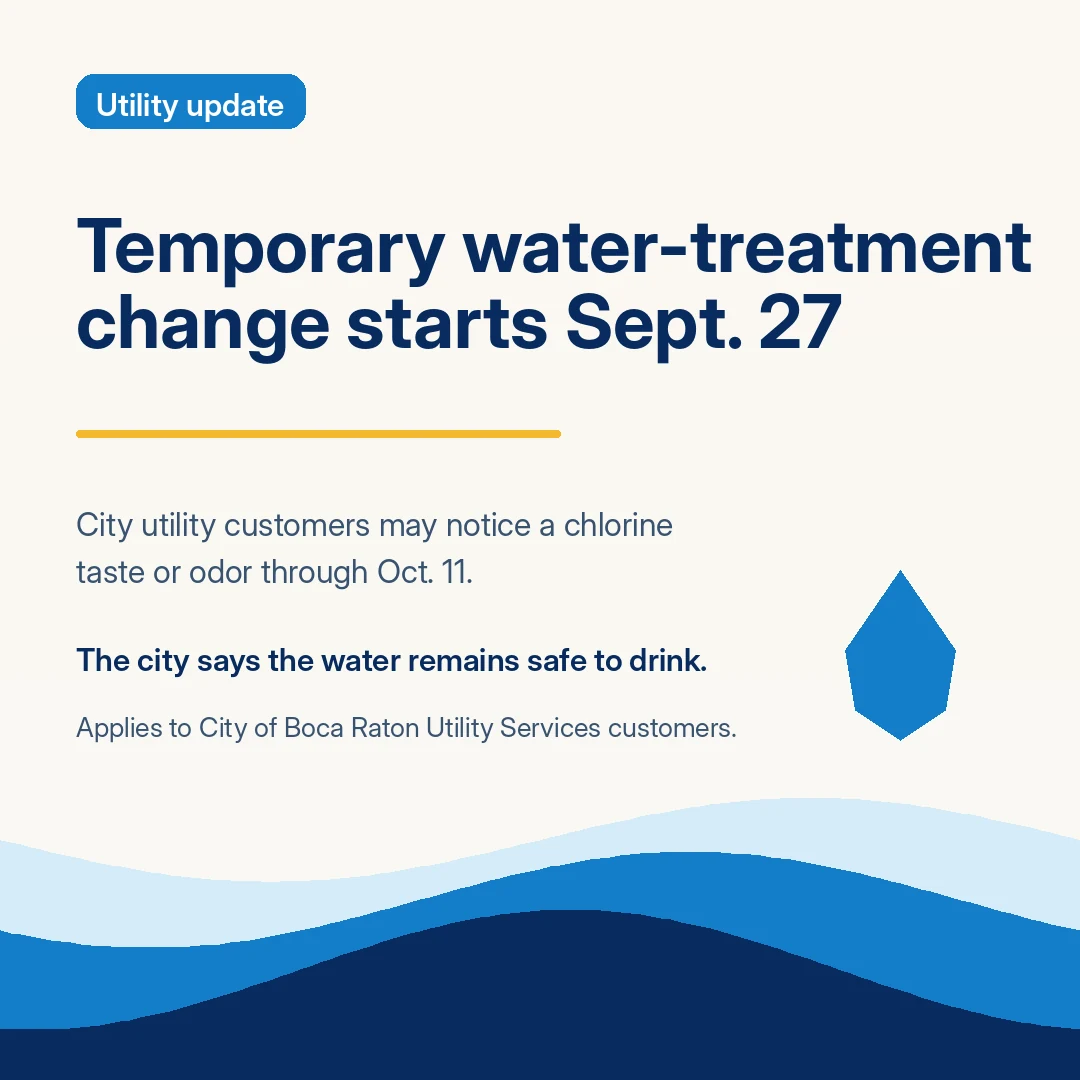 Boca Water Customers May Notice Chlorine Taste During Temporary Treatment Change