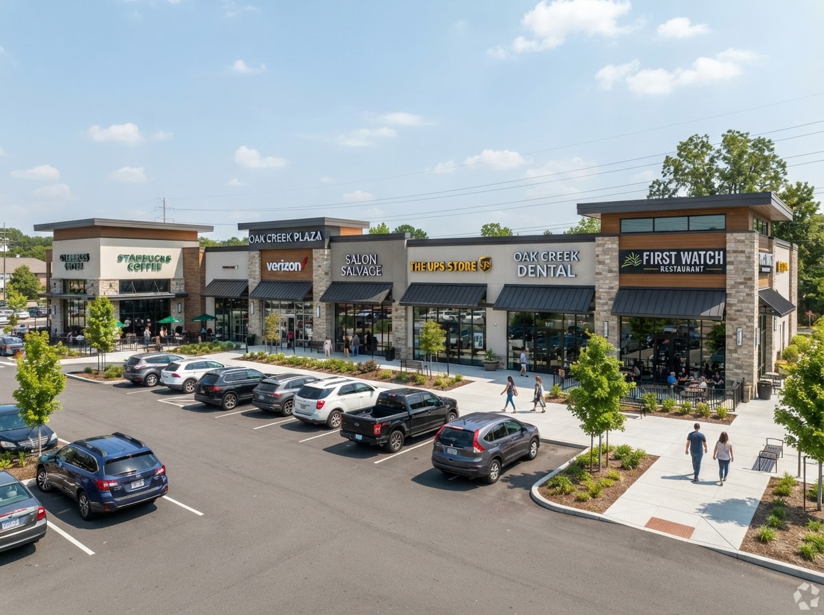 Retail strip mall shopping center