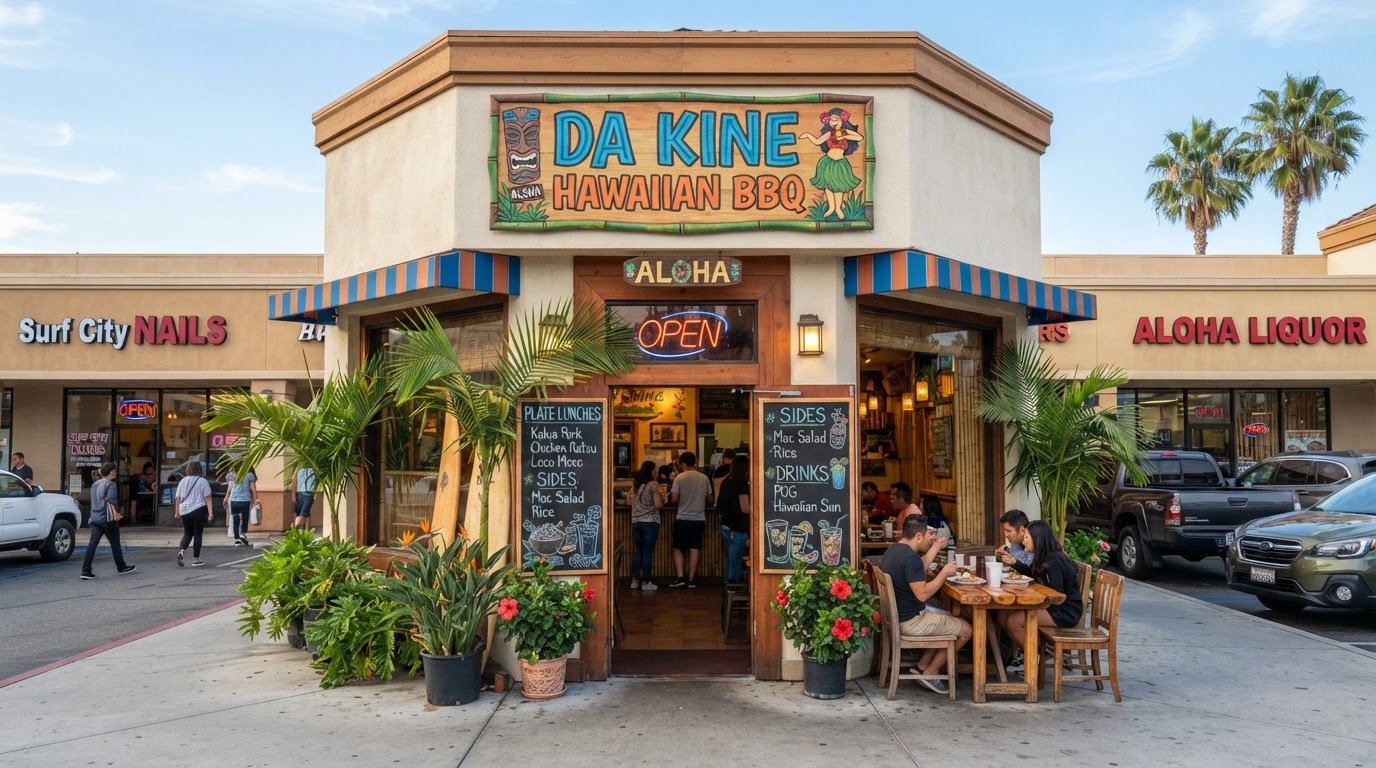 Hoaloha Hawaiian BBQ storefront in Pomona, CA