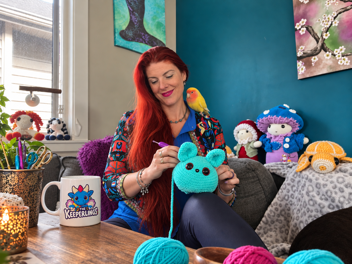 Harmony crocheting by hand — the next Keeperling emerging stitch by stitch