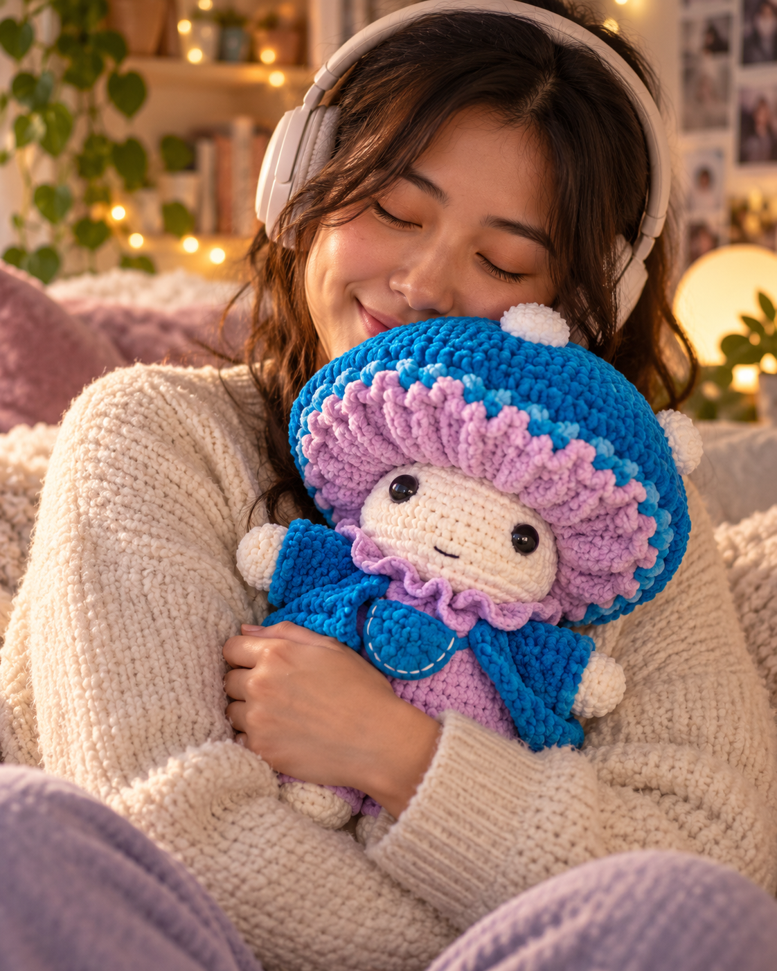 A comforting embrace with a handmade companion to hold through grief and transition