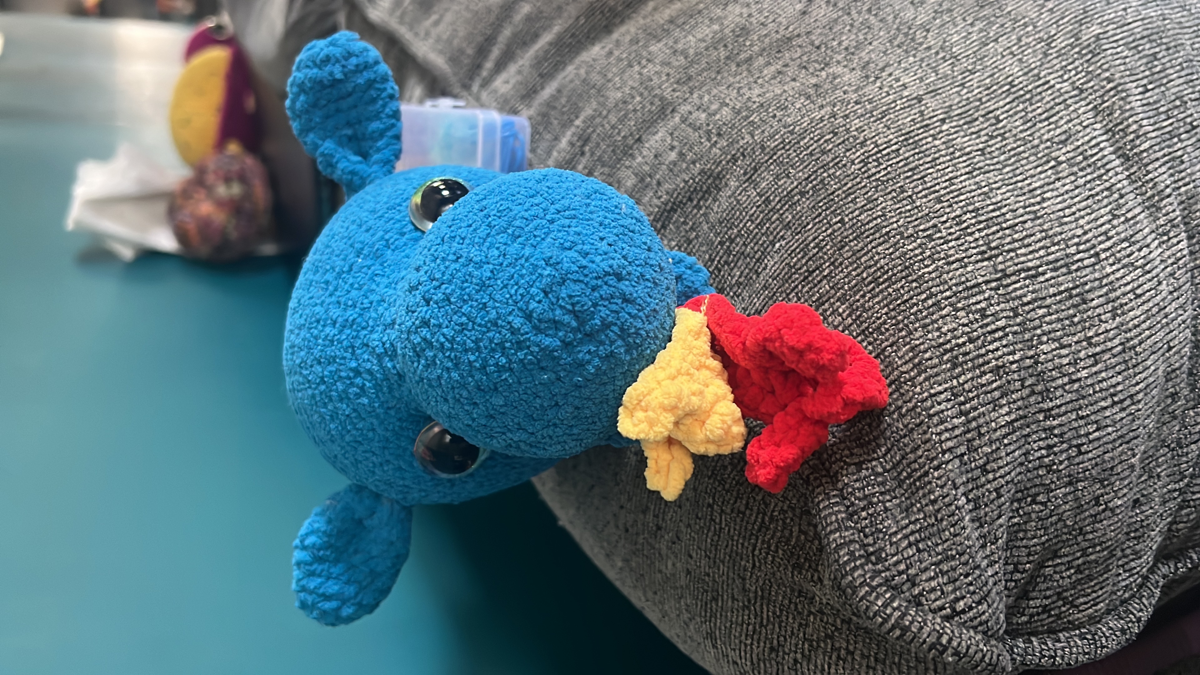 Yarn colours and a half-finished companion beginning to appear