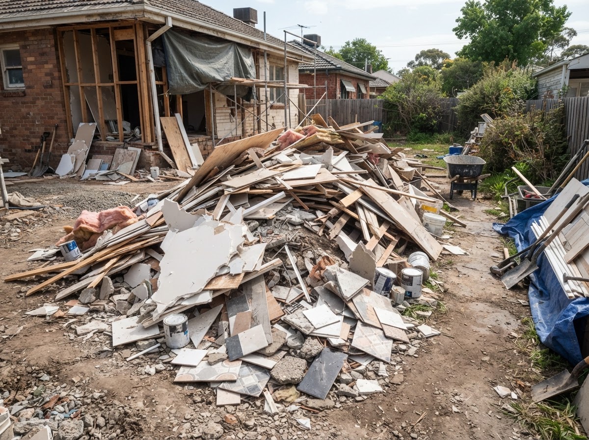 Construction Debris before cleanup