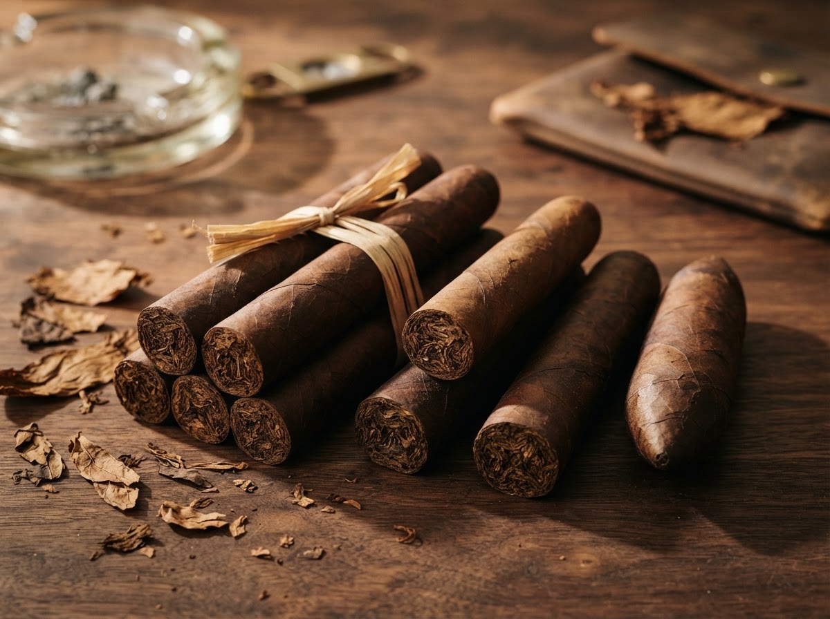 Arranged group of finished cigars