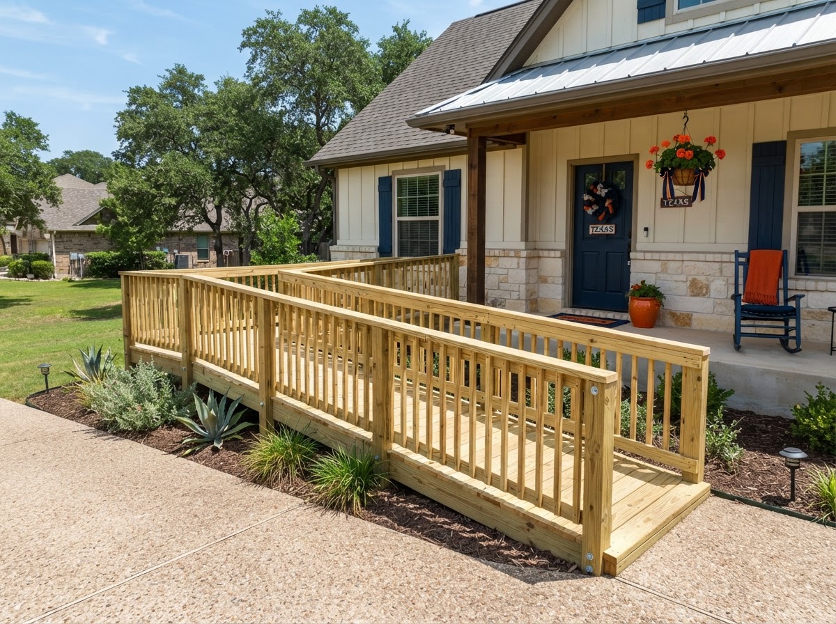 Custom ADA wheelchair ramp built by Handy Tool Box