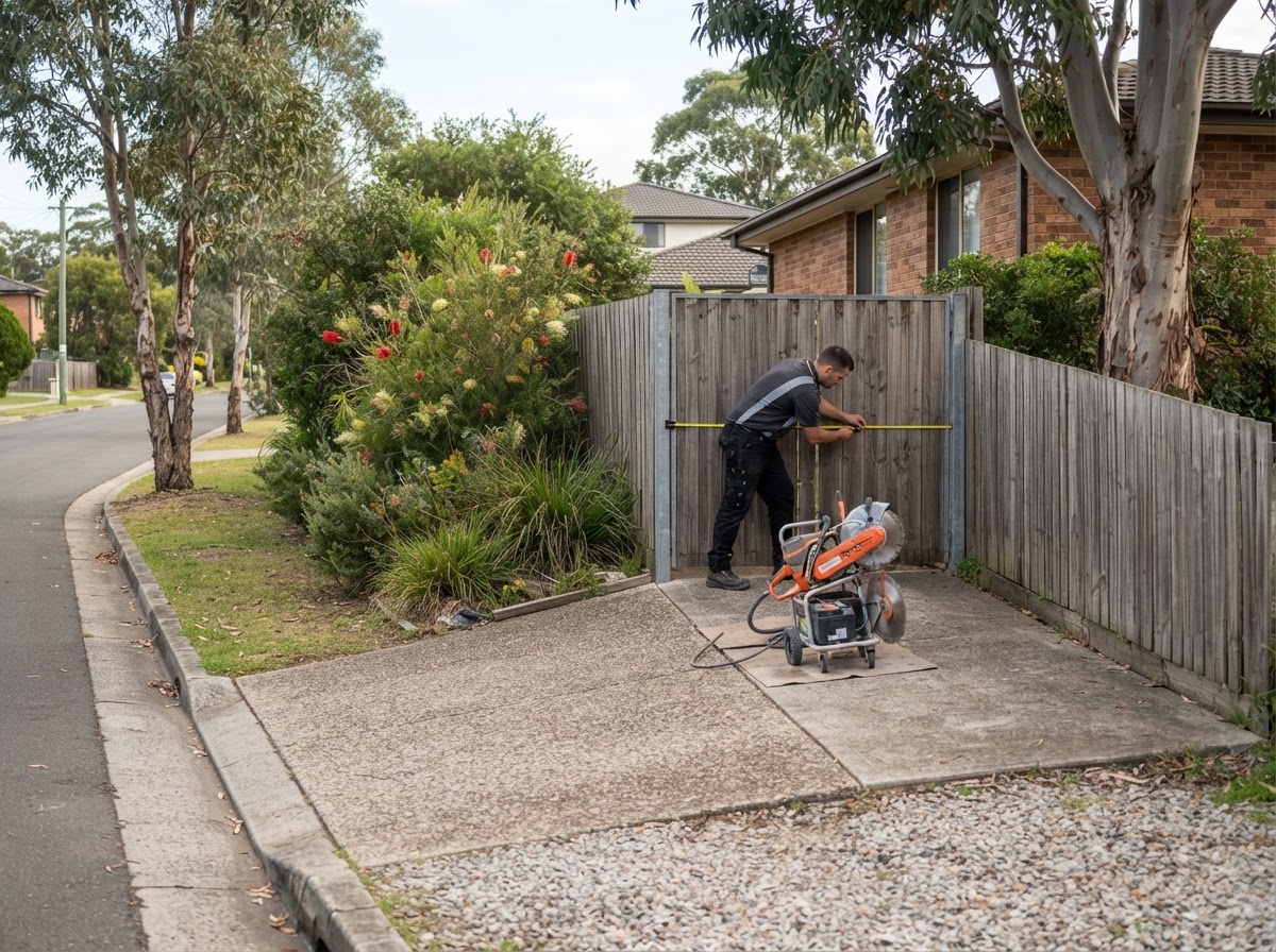 Measuring residential access for concrete-cutting equipment
