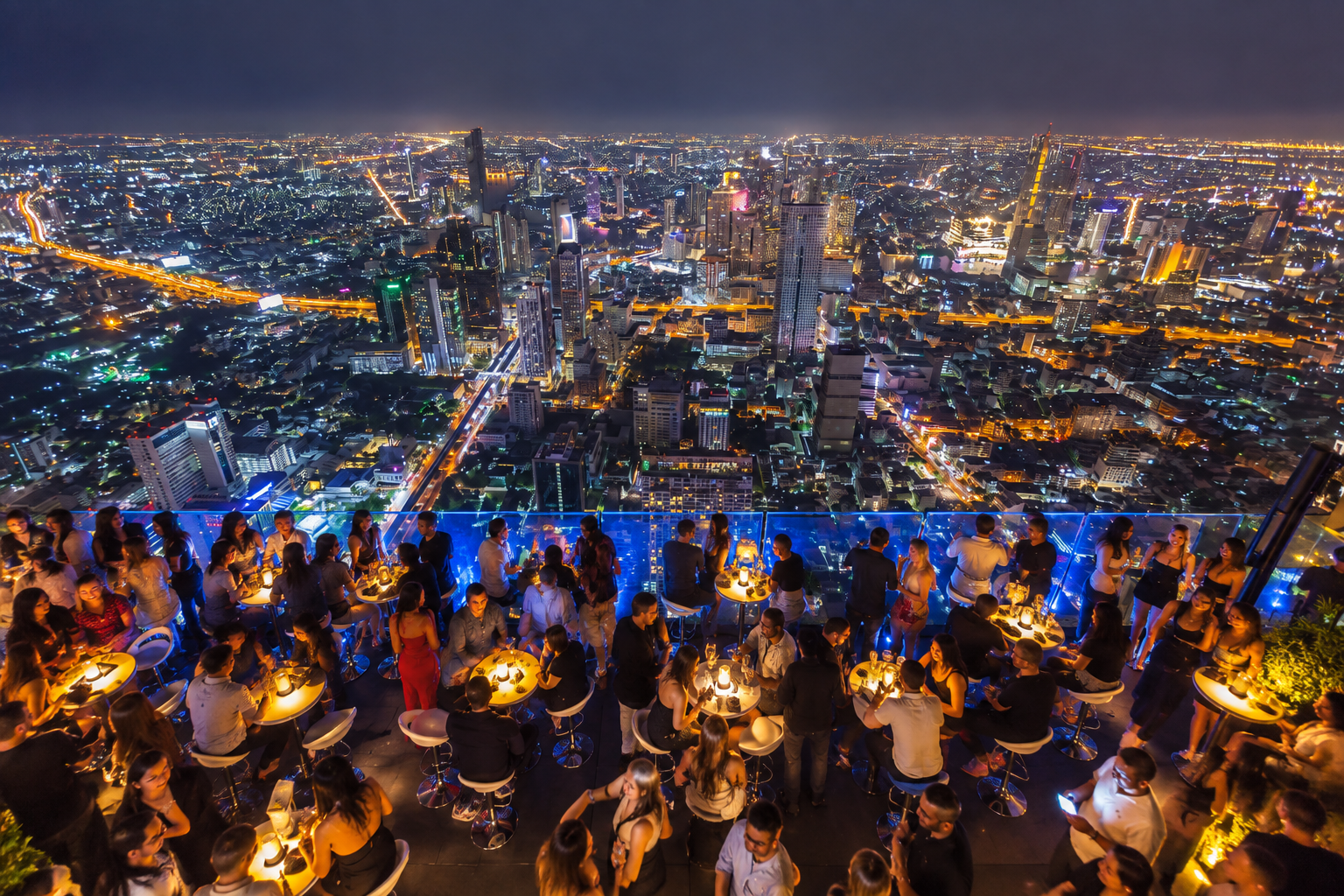 Manila rooftop bar and nightlife overlooking city skyline